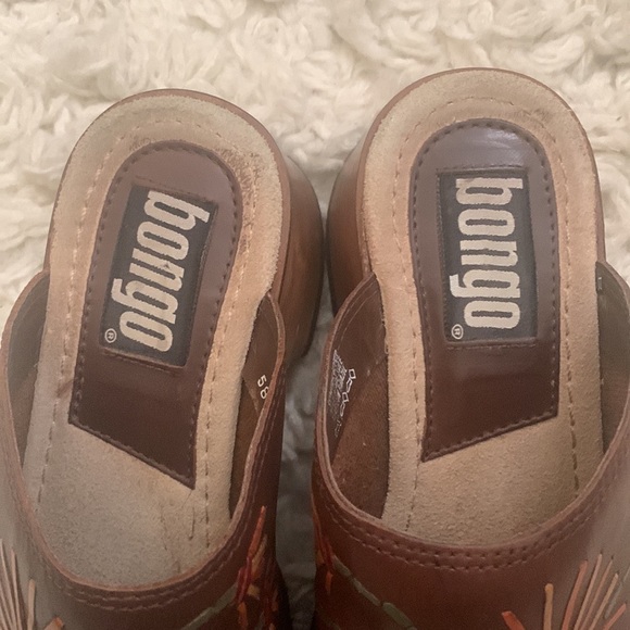 90s BONGO Brown Leather Floral Clog - Picture 6 of 8